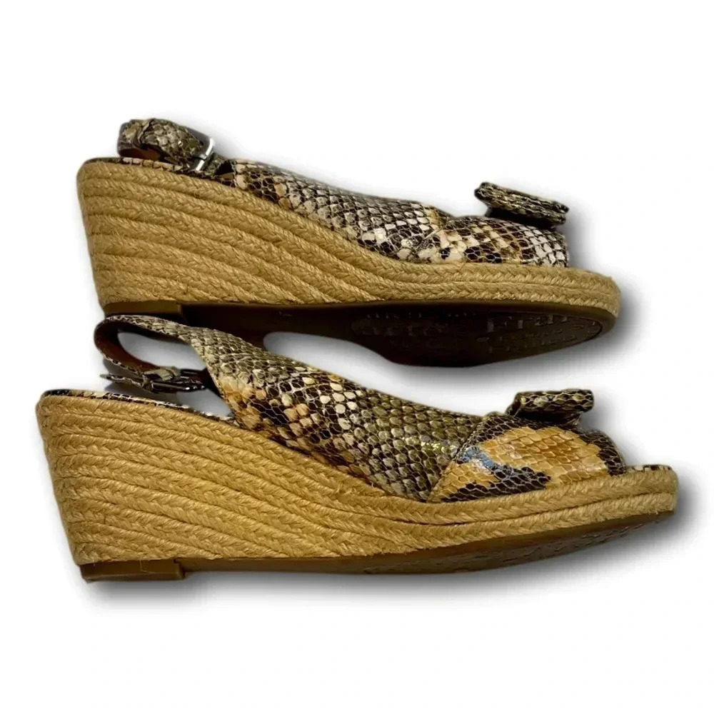 Franko Sarto Womens  Wedge Sandals Size 9 Slingback Faux Snake - Picture 3 of 11